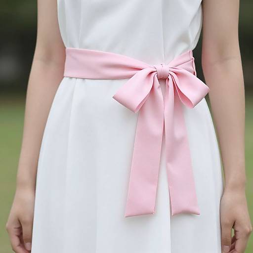 Woman in White Dress with Pink Sash