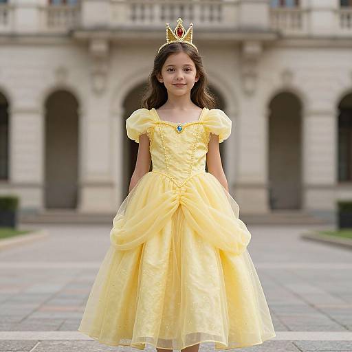 Yellow Princess Costume with Crown