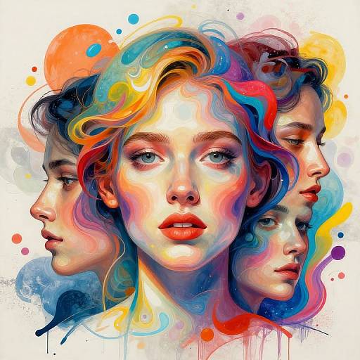 Morphing Faces on Vibrant Digital Canvas