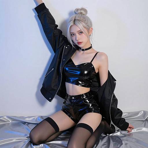 Edgy Fashion Portrait with Blue Lighting