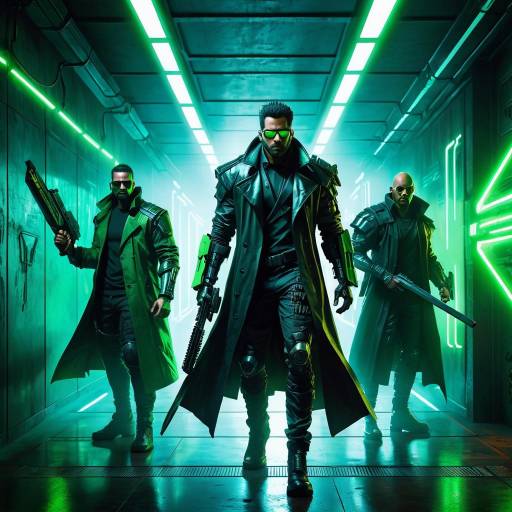 Futuristic Warriors in a Dark Corridor