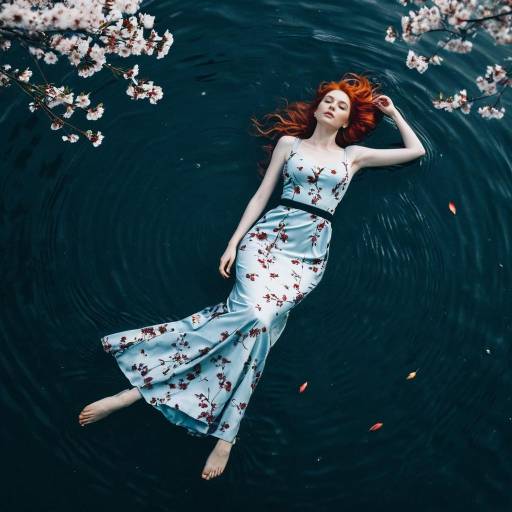 Aerial Serenity: Red Hair Girl Underwater