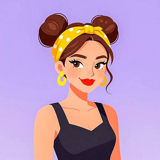 Stylish Woman with Polka Dot Headscarf