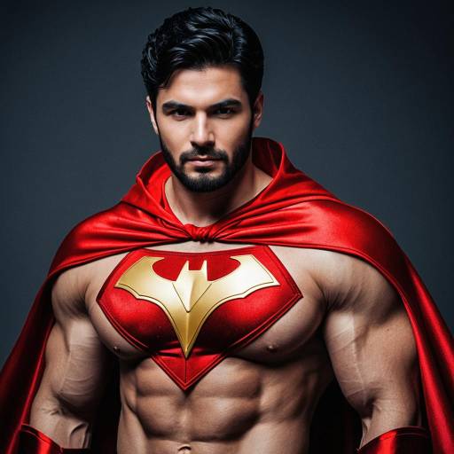 Muscular Superhero in Fancy Dress Costume