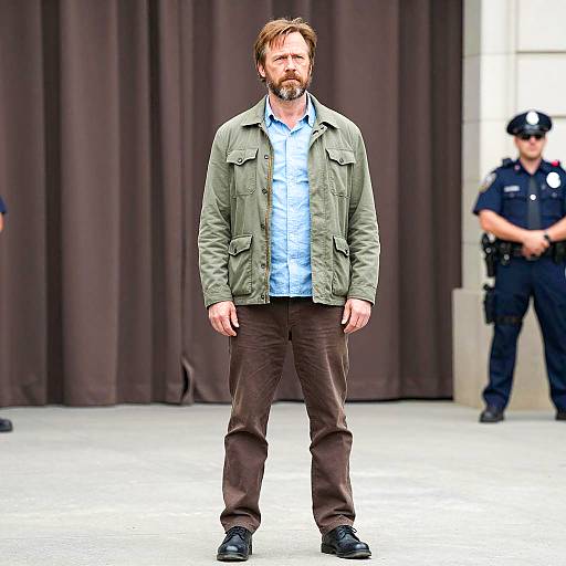 Casual Hollywood Actor Portrait in Neoclassical Setting