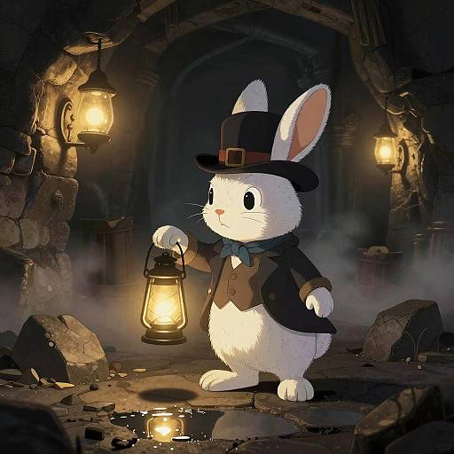 Noir Snowy Hare Investigator in Catacomb
