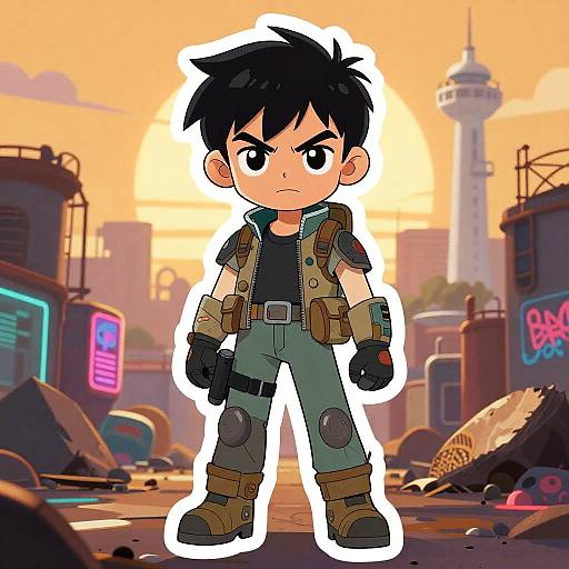 Post-Apocalyptic Anime Teen Portrait