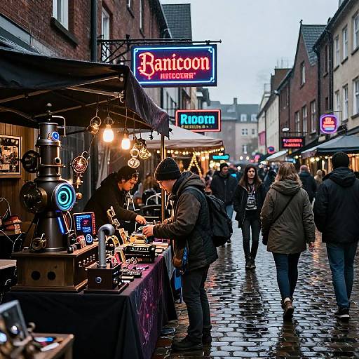 Cyberpunk Renaissance Market Scene