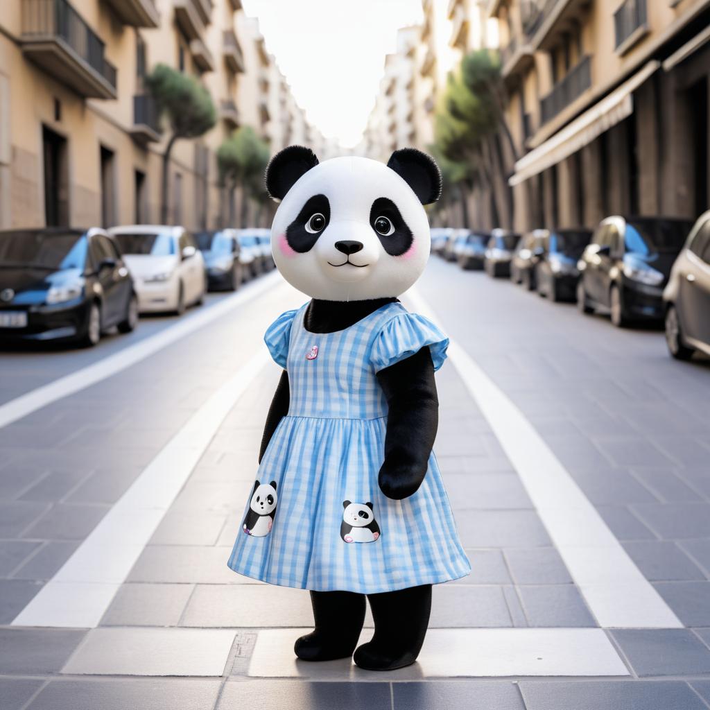 Charming Panda in Barcelona Streets