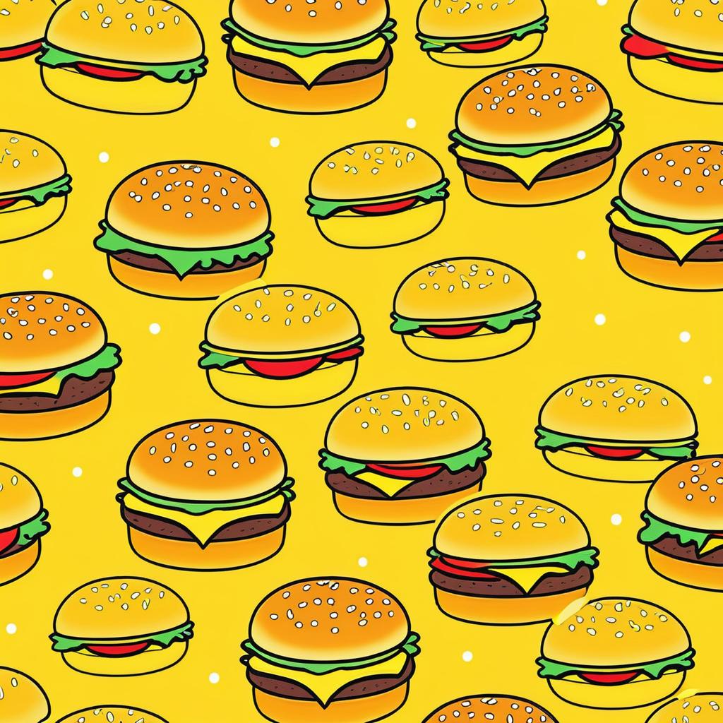 Bright Cartoon Burger Pattern Design