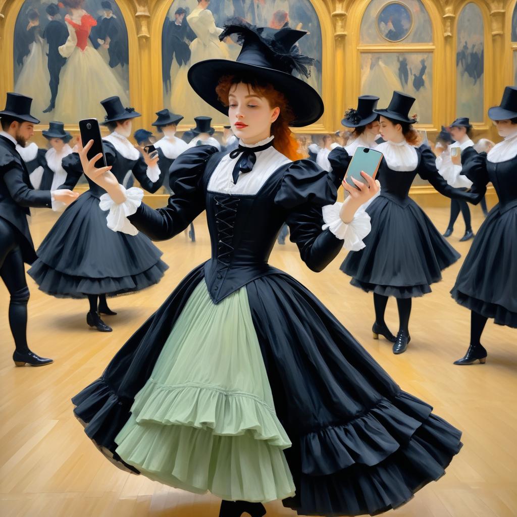 Young Gothic Girl Dancing in Victorian Style