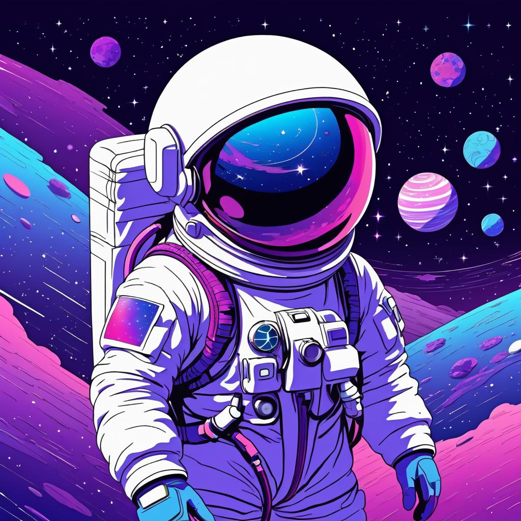 Vibrant Cosmic Adventure: Astronaut in Manga