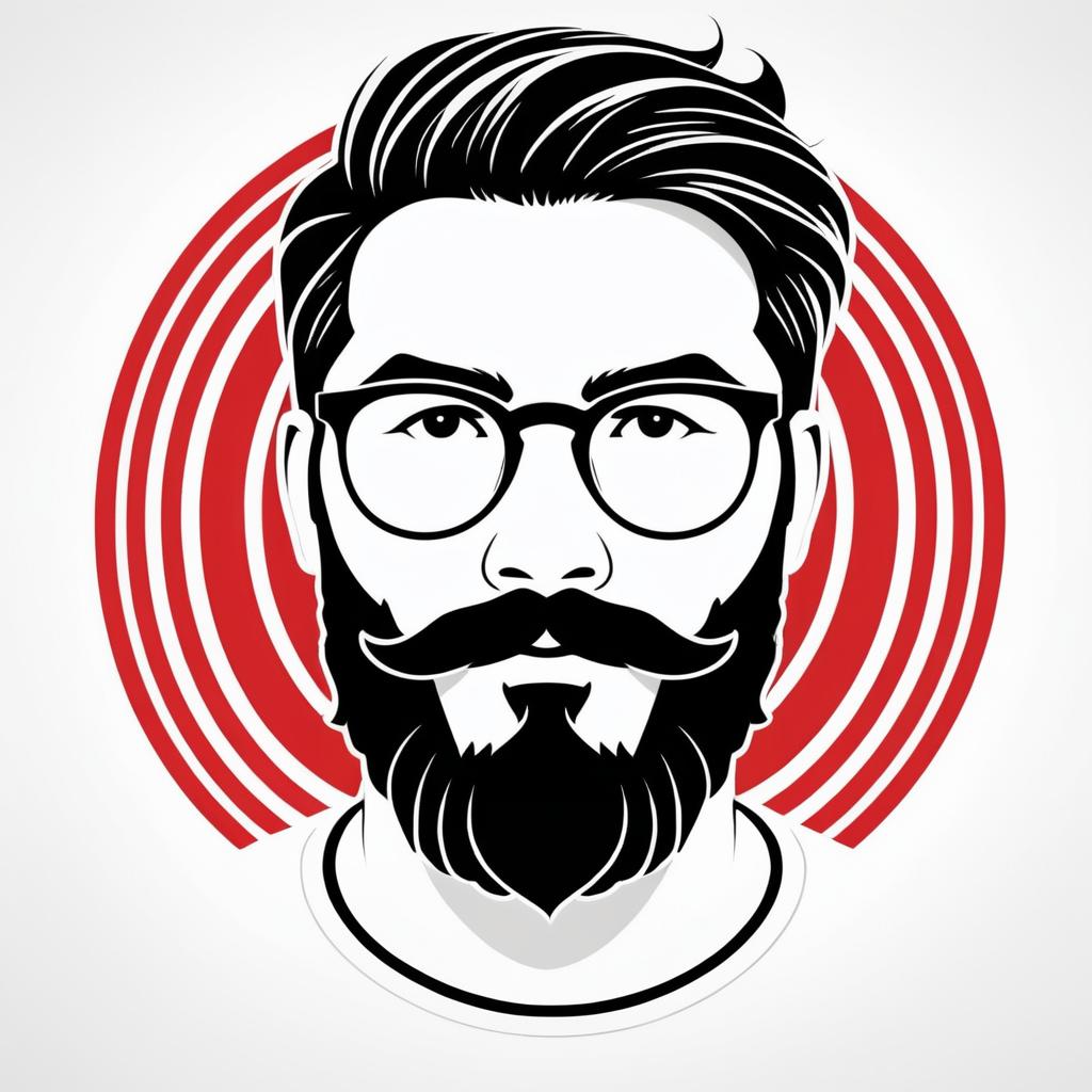 Minimalist Logo of a Bearded Hipster