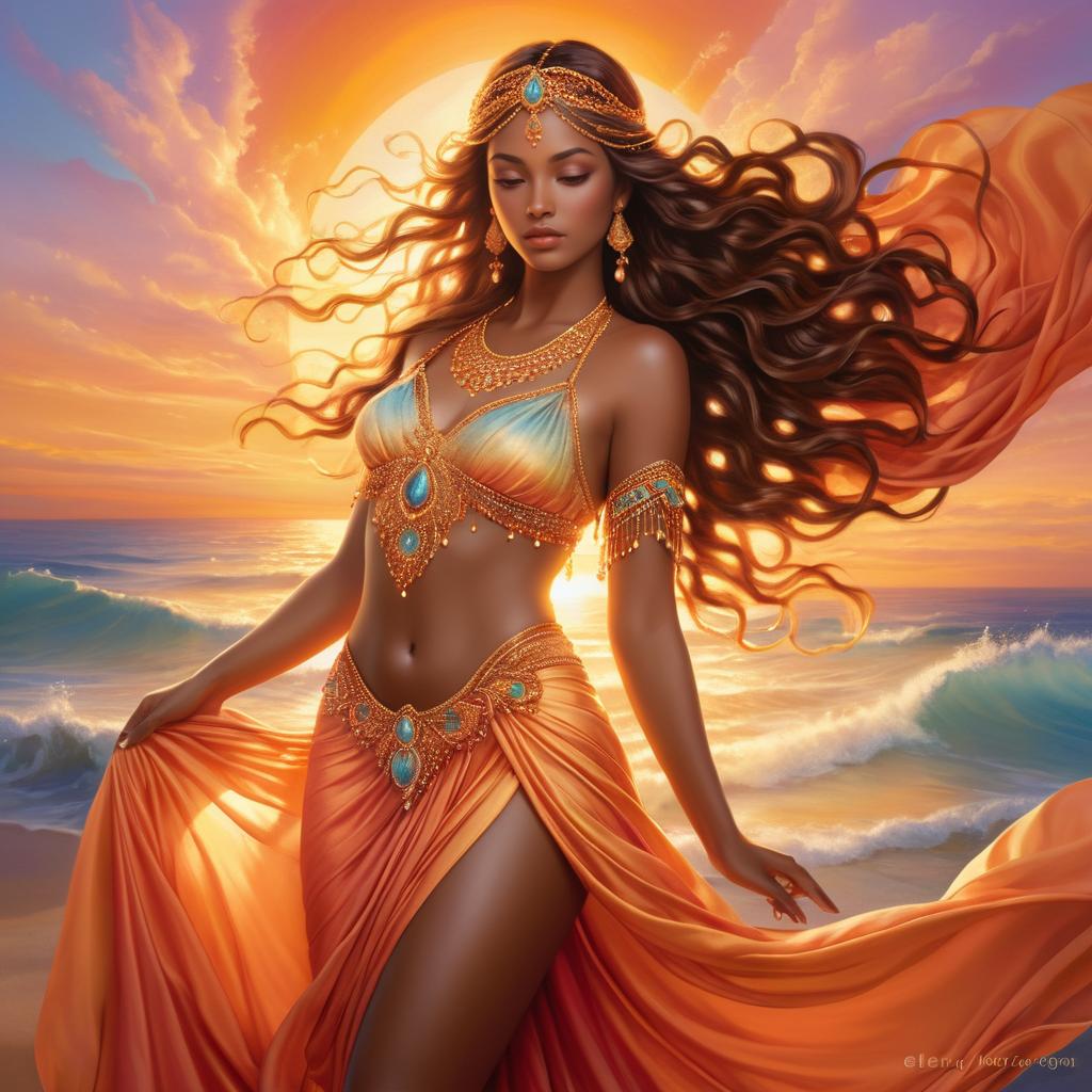 Ethereal Goddess in Sunset Radiance