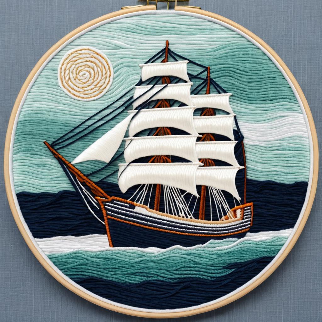 Nautical Embroidery Floss Art Design