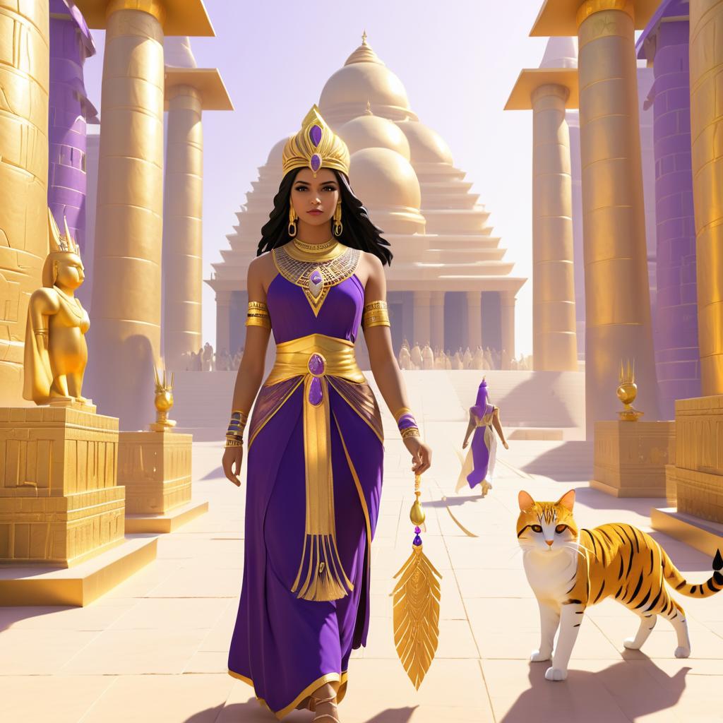 Mystical Priestess in Sacred Temple