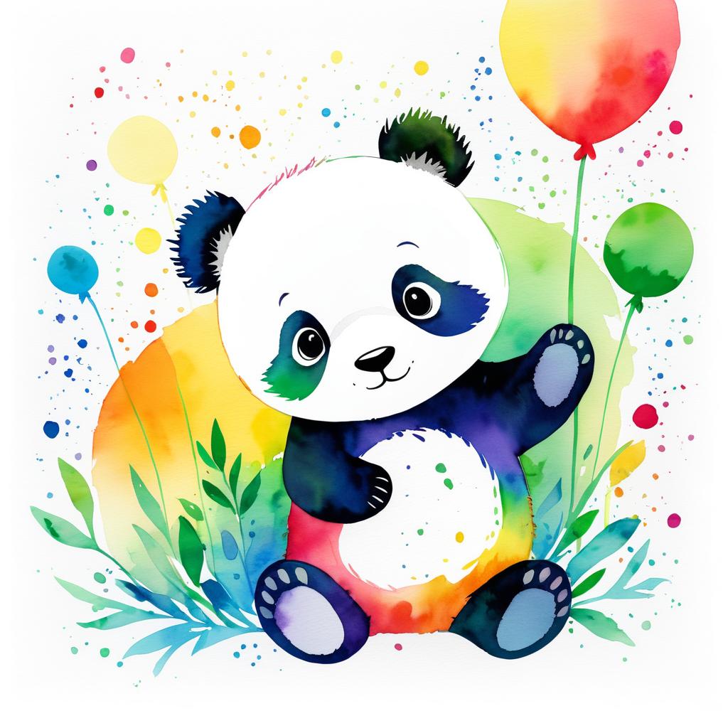 Joyful Watercolor Panda Illustration