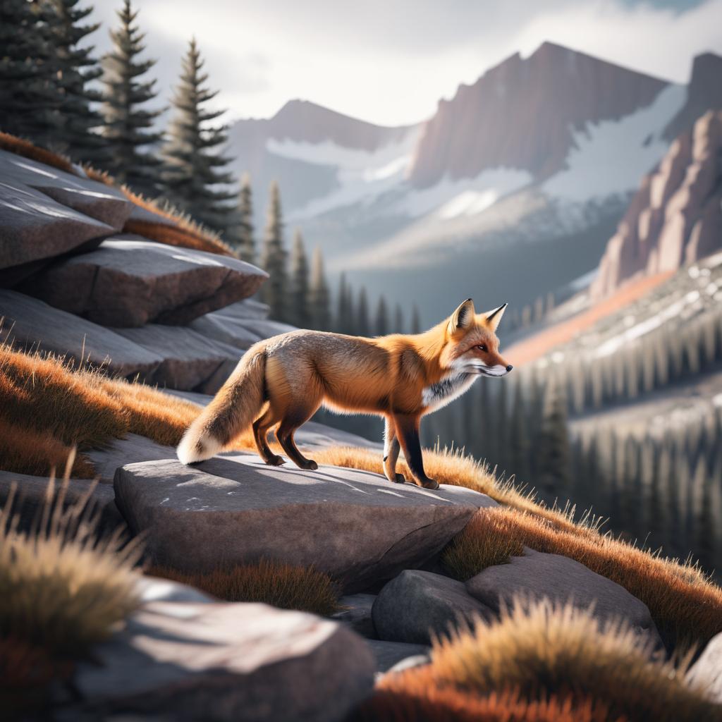 Hyper-Detailed Red Fox in Rockies