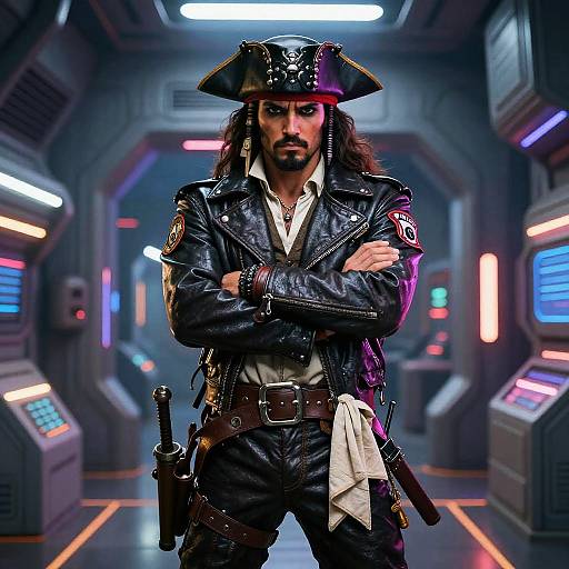Daring Space Pirate in Neon Station