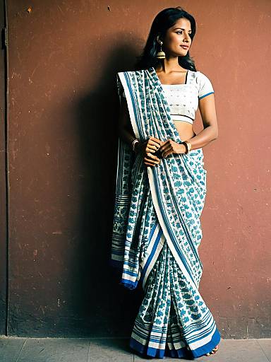 Woman in Traditional Malmal Cotton Saree