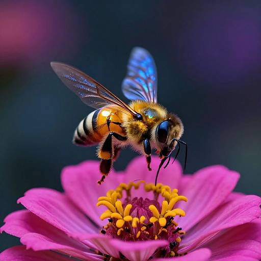 Iridescent Bee on Vibrant Flower