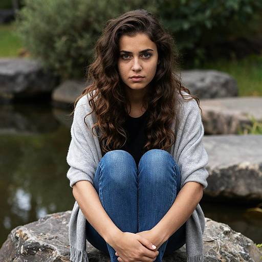 Young Woman in Nature with Intense Eyes