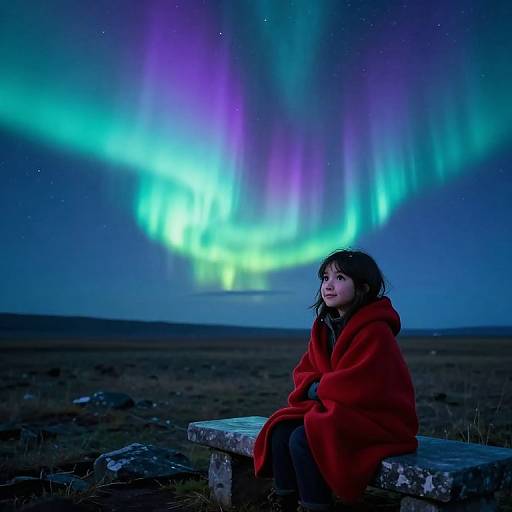 Aurora Spirits Illuminate Shy Girl