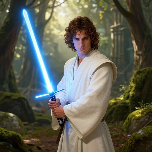 Jedi in Mystical Forest Scene
