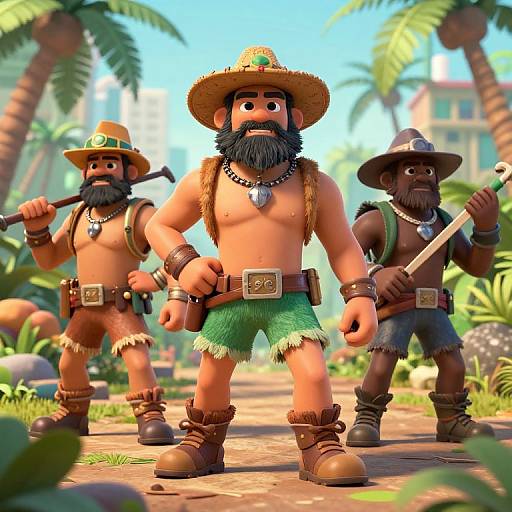Pixar-Style Jungle Warriors 3D Render