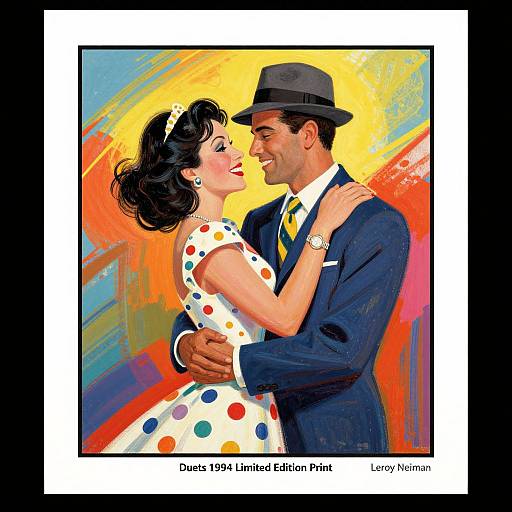 Vibrant Pop Art Couple Embrace