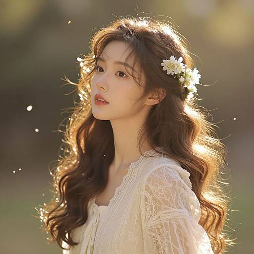 Serene Woman with Flowers in Hair