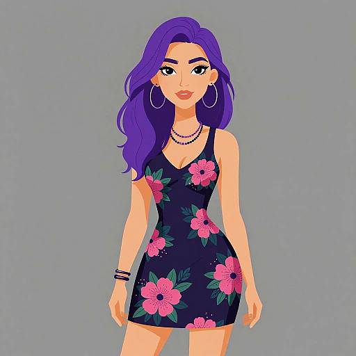 Bohemian Woman in Floral Mini Dress