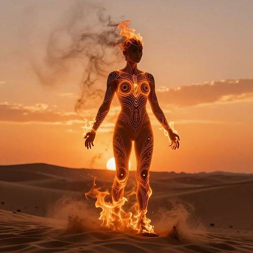 Infrit in Fiery Desert Sunset