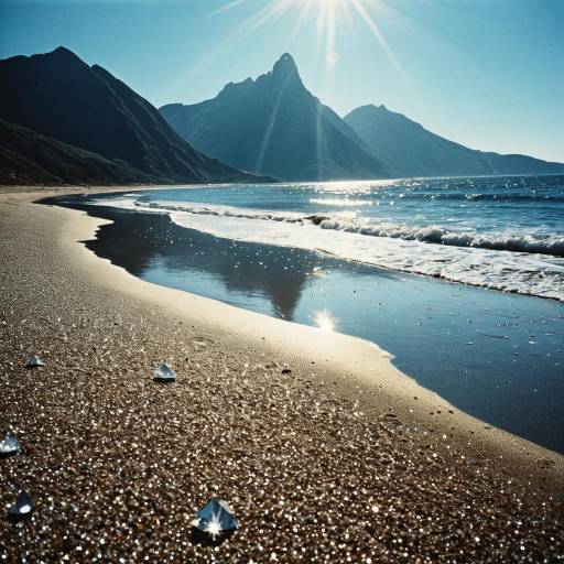 Magical Beach with Diamond Sand and Mountains