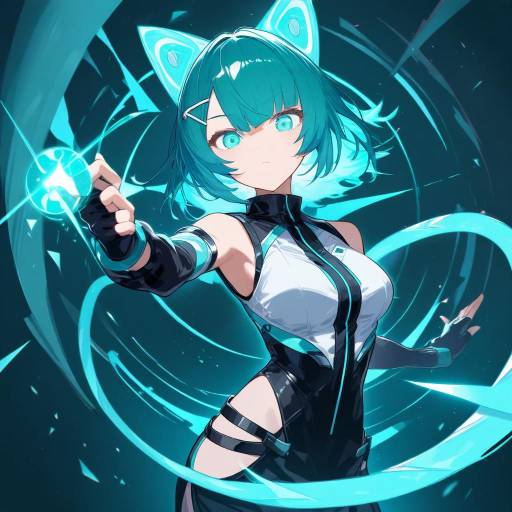 Energetic Anime Character with Cat Features