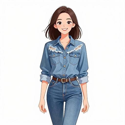 Smiling Woman in Casual Chic Denim