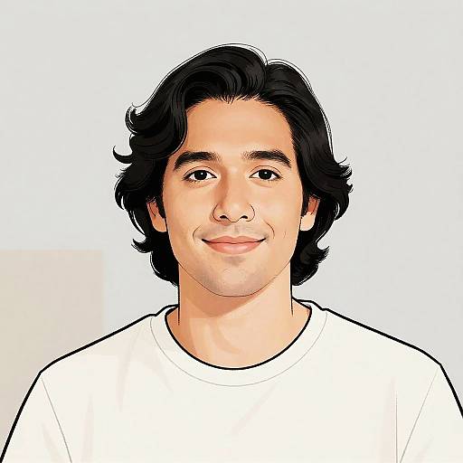 Digital Gouache Portrait of Hispanic Man