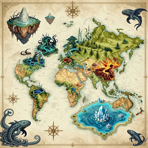 Detailed Fantasy World Map with Biomes