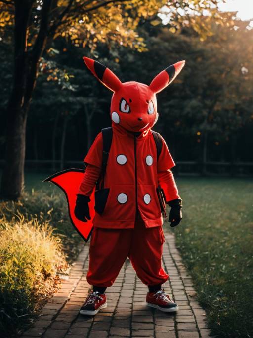 Man in Red Pokemon Cosplay Costume