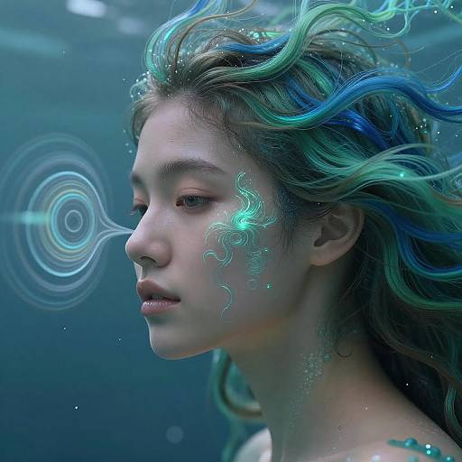 Realistic Mermaid with Glowing Soundwaves