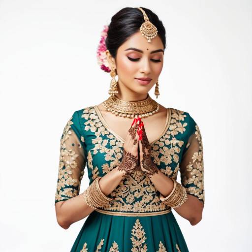 Elegant South Asian Woman in Floral Gown