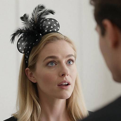 Surprised Blonde Woman in Stylish Headband