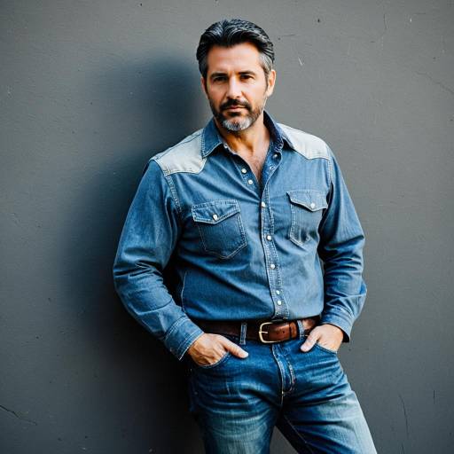 Rugged Middle-Aged Man in Denim Outfit