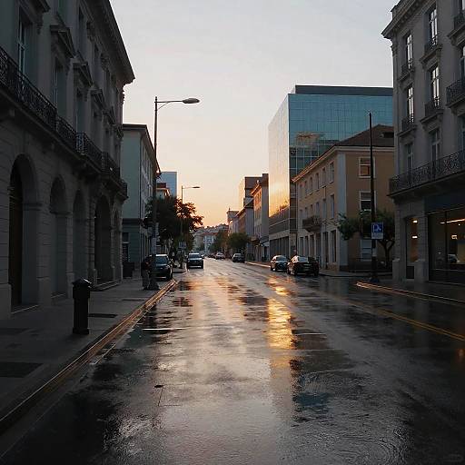 Realistic Urban Street with Reflections