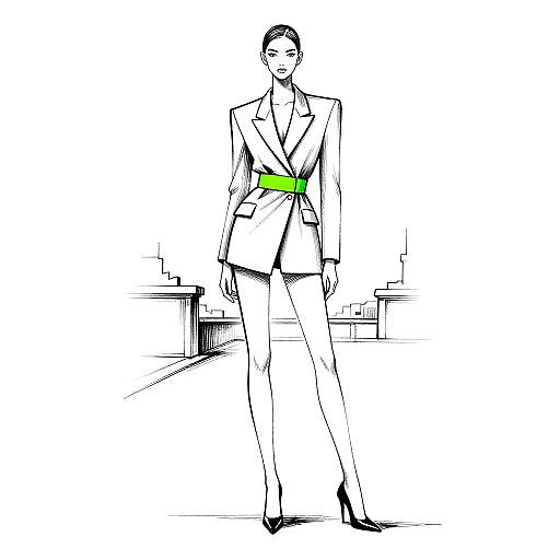Minimalist Fashion Illustration with Neon Accent