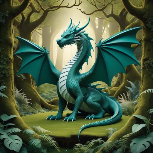 Majestic Dragon in Enchanted Forest Glade Majestic Dragon in Enchanted Forest Glade