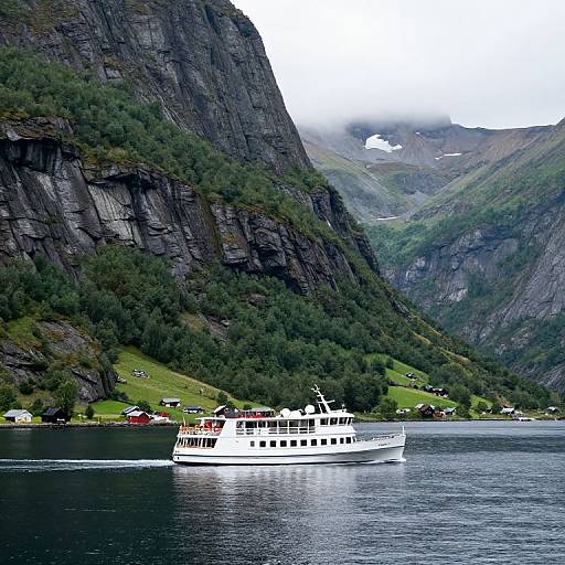 Scenic White Passenger Boat in Fjord