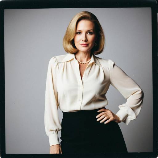 Confident Woman in Classic Blouse and Skirt