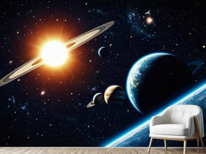 Stunning Space Wallpaper with Glowing Planets