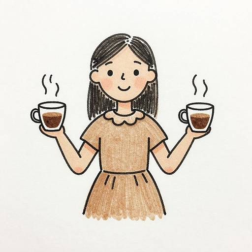 Child's Drawing of Woman with Espresso